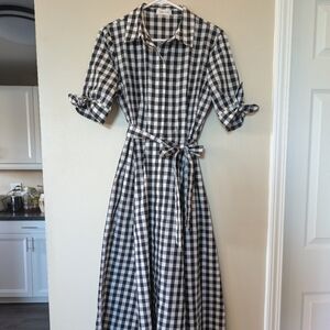 Calvin Klein Black And White Checkered Maxi Dress